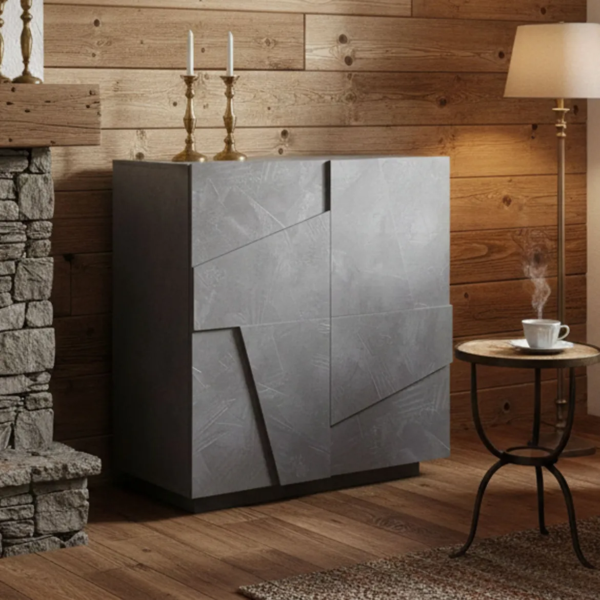 Credenza ardesia 81x44x86h cm 2 ante - Arli