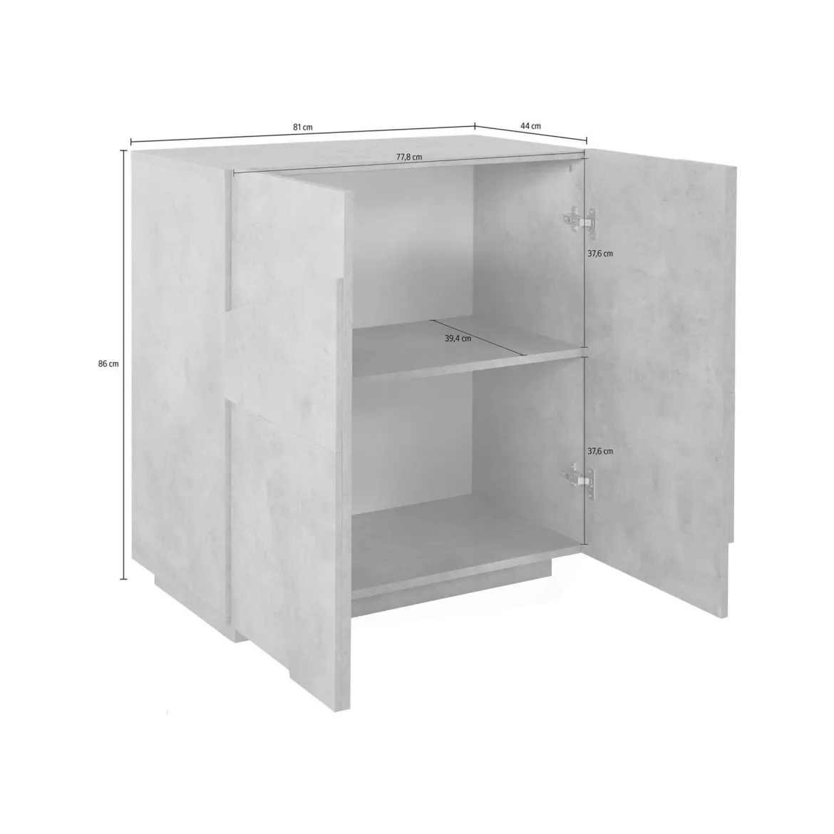 Credenza ardesia 81x44x86h cm 2 ante - Arli