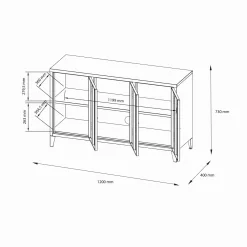Credenza ardesia 120x40x73h cm 3 ante - Cocullo