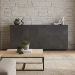 Credenza ardesia 180x43x86h cm 2 ante e 3 cassetti - Ariet