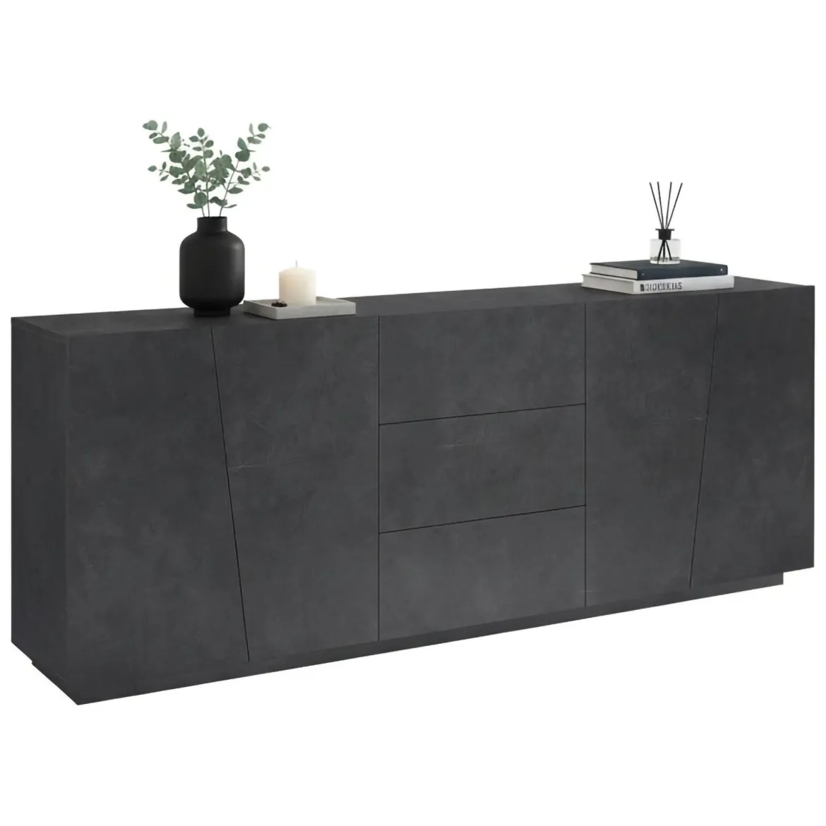 Credenza ardesia 220x43x86h cm 4 ante e 3 cassetti - Ayrton