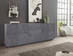 Credenza ardesia 224x44x86h cm 4 ante e 3 cassetti - Zeus
