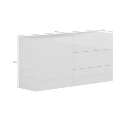 Credenza bassa antracite lucida 110x40x47h cm 1 anta e 3 cassetti - Adana