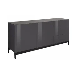 Credenza bassa antracite lucida 170x40x60h cm 3 ante e 1 cassetto - Arina