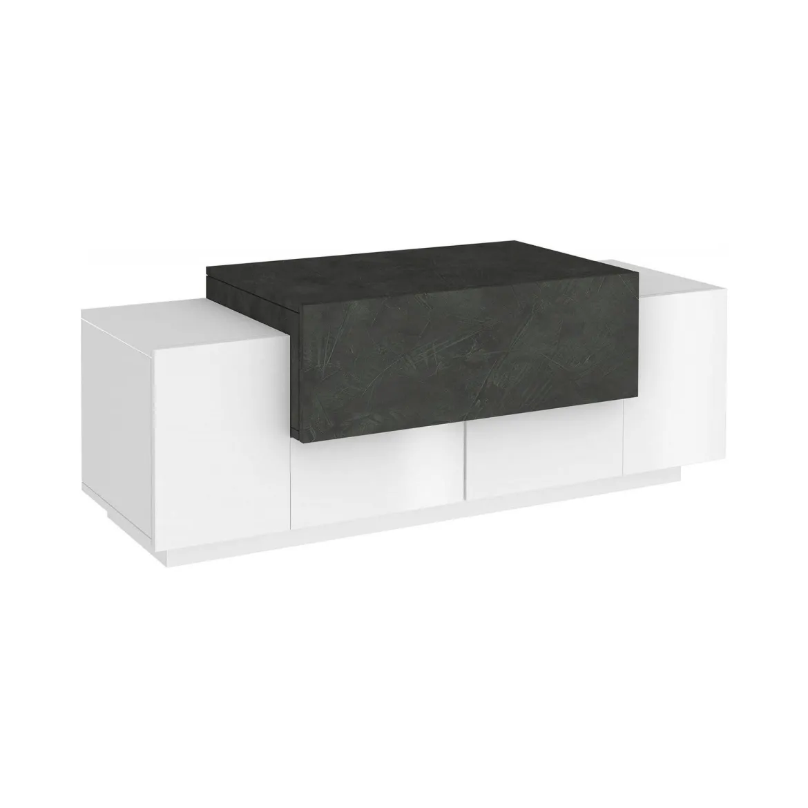 Credenza bassa bianco lucida e ardesia 120x45x46h cm 3 ante - Aspera