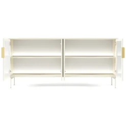 Credenza Beige Cashmere Trasparente 4 Ripiani Apertura Battente 181x39x83h cm, 4 Ante - Hapa