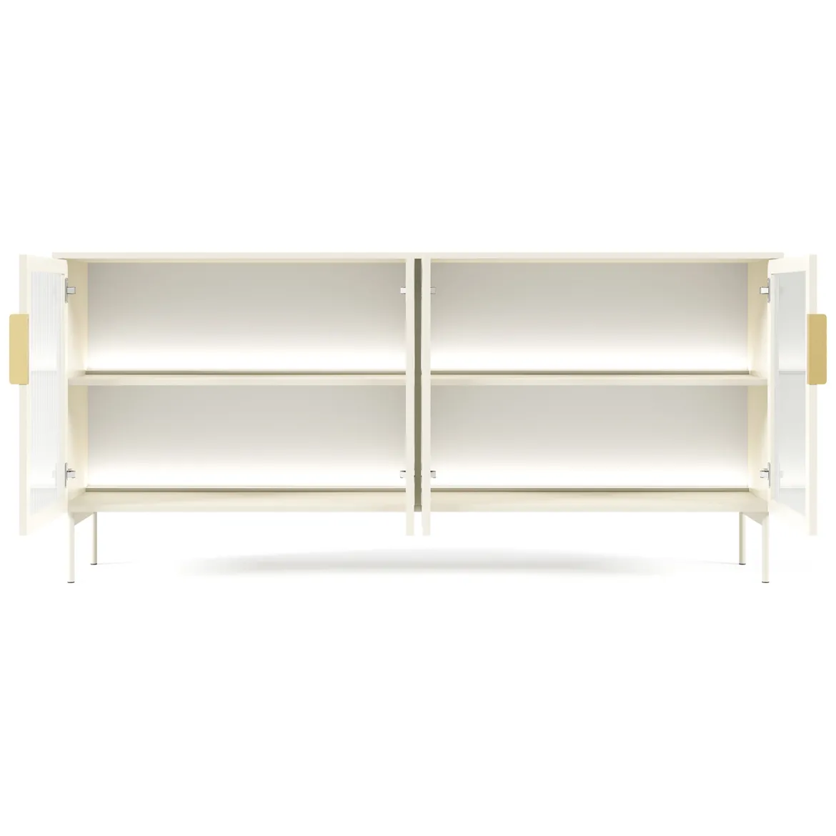 Credenza Beige Cashmere Trasparente 4 Ripiani Apertura Battente 181x39x83h cm, 4 Ante - Hapa