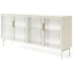 Credenza Beige Cashmere Trasparente 4 Ripiani Apertura Battente 181x39x83h cm, 4 Ante - Hapa