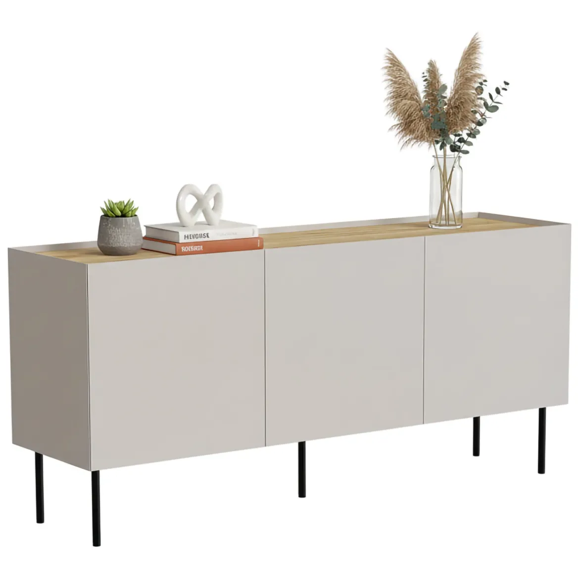 Credenza beige e rovere 200x40x70h cm 4 ante - Sagrado