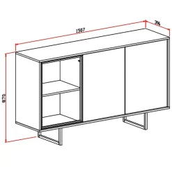 Credenza Beige Marrone Noce 3 Ripiani Apertura Battente 184x40x87h cm, 3 Ante - Capena