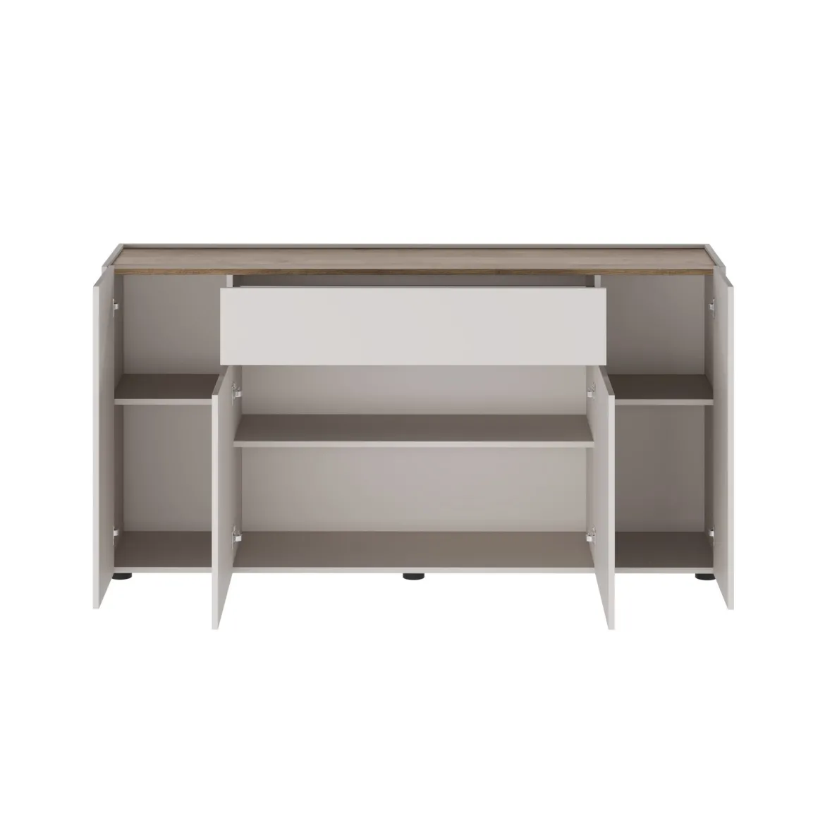 Credenza Beige Marrone Noce un Cassetto 3 Ripiani 170x40x85h cm, Apertura Battente - Cirimido