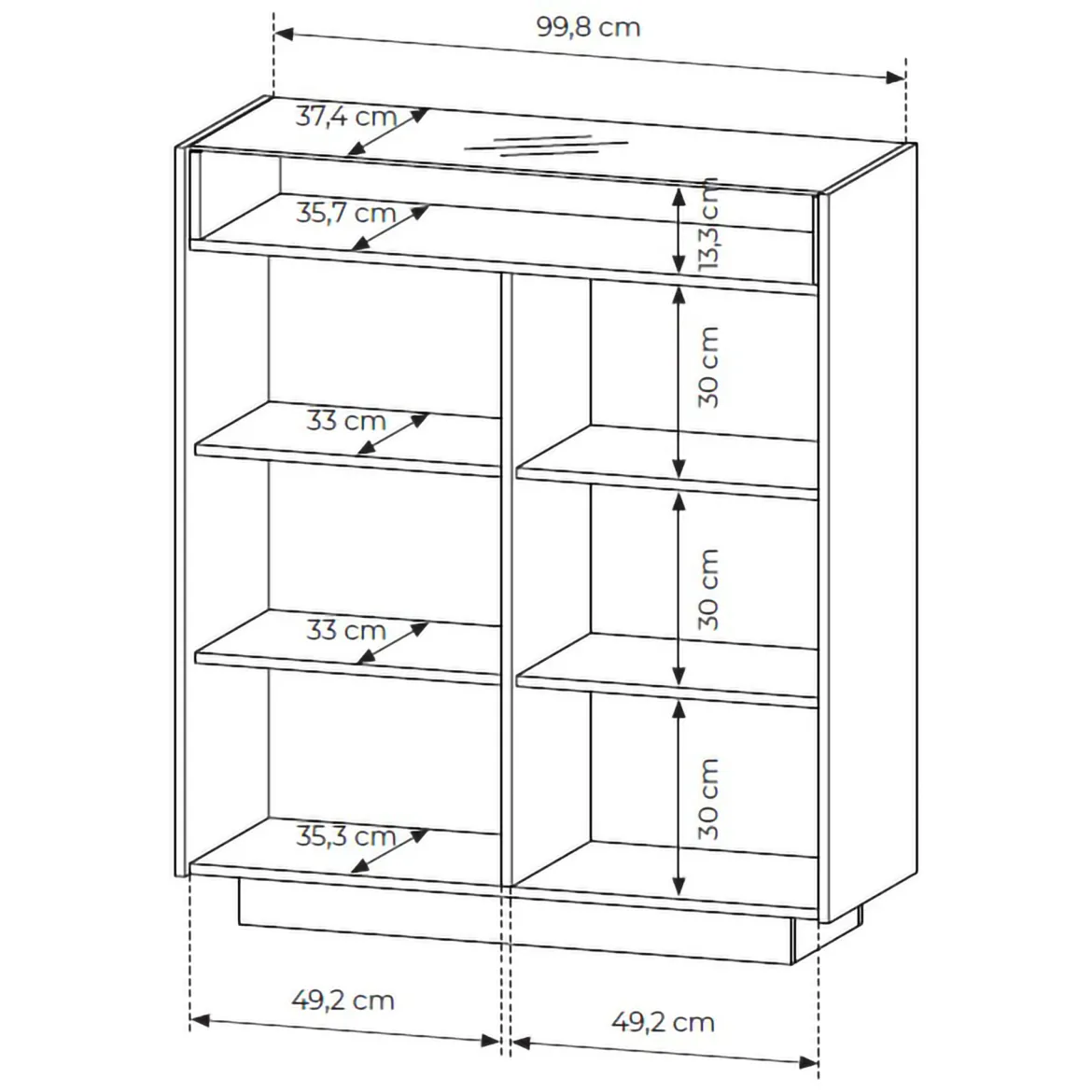 Credenza Beige Marrone 4 Ripiani Apertura Battente 103x40x119h cm, 2 Ante - Halane