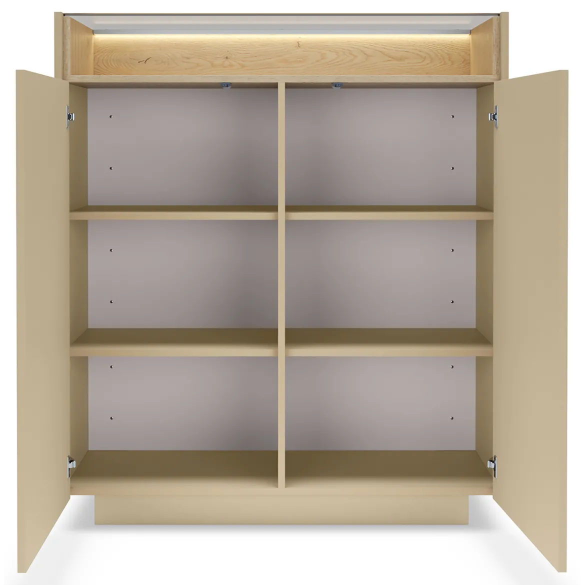 Credenza Beige Marrone 4 Ripiani Apertura Battente 103x40x119h cm, 2 Ante - Halane