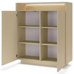 Credenza Beige Marrone 4 Ripiani Apertura Battente 103x40x119h cm, 2 Ante - Halane