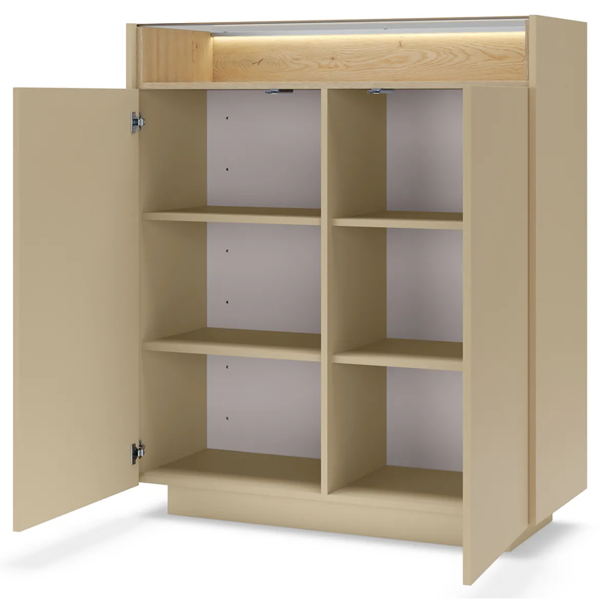 Credenza Beige Marrone 4 Ripiani Apertura Battente 103x40x119h cm, 2 Ante - Halane