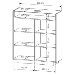 Credenza Beige Marrone Rovere 4 Ripiani Apertura Battente 103x40x83h cm, 4 Ante - Halefa
