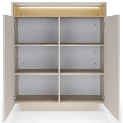 Credenza Beige Marrone Rovere 4 Ripiani Apertura Battente 103x40x83h cm, 4 Ante - Halefa