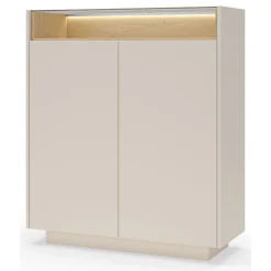 Credenza Beige Marrone Rovere 4 Ripiani Apertura Battente 103x40x83h cm, 4 Ante - Halefa