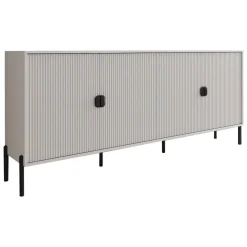 Credenza Beige Nero Cassetti Ripiani 203x49x83h cm, Apertura Battente - Parenti