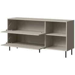 Credenza Beige Nero 2 Ripiani Apertura a Ribalta 150x39x75h cm, 2 Ante - Cogoleto