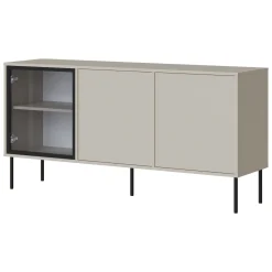 Credenza Beige Nero 3 Ripiani Apertura Battente 150x40x75h cm, 3 Ante - Conzano