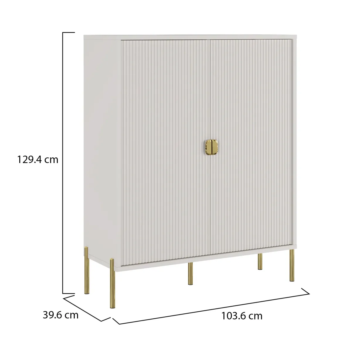 Credenza Beige oro Cassetti 4 Ripiani 104x40x129h cm, Apertura Battente - Wallis