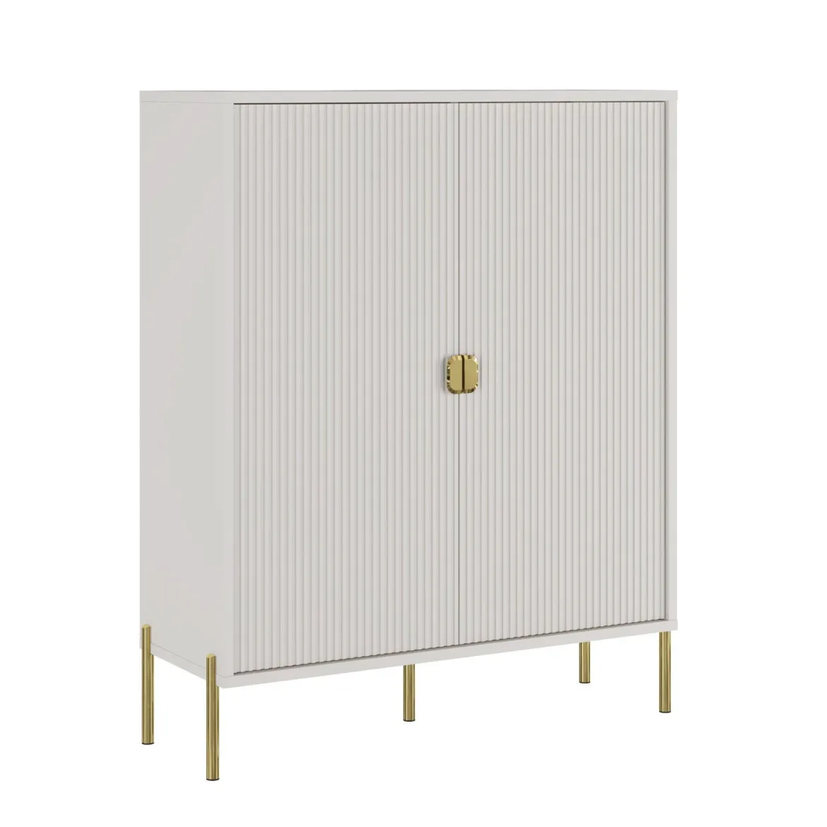 Credenza Beige oro Cassetti 4 Ripiani 104x40x129h cm, Apertura Battente - Wallis