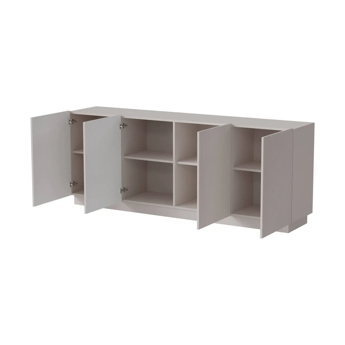 Credenza Beige 4 Ripiani 4 Ante 200x40x78h cm, 8 Vani - Masainas