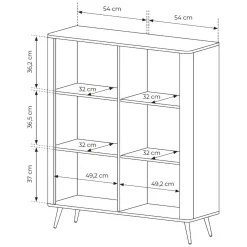 Credenza Beige 5 Ripiani Apertura Battente 104x40x123h cm, 3 Ante - Hatolaro
