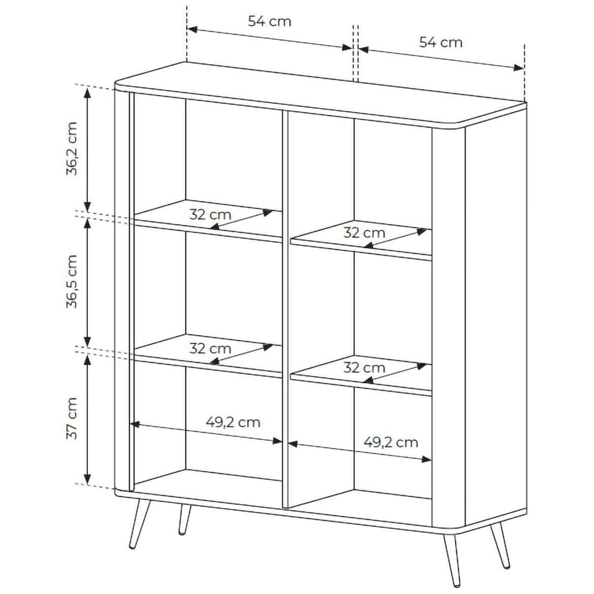Credenza Beige 5 Ripiani Apertura Battente 104x40x123h cm, 3 Ante - Hatolaro