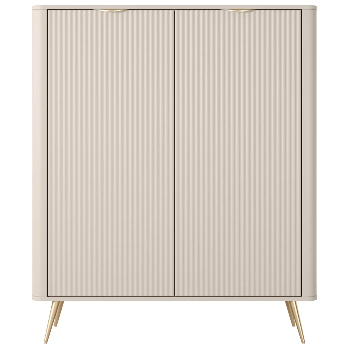 Credenza Beige 5 Ripiani Apertura Battente 104x40x123h cm, 3 Ante - Hatolaro