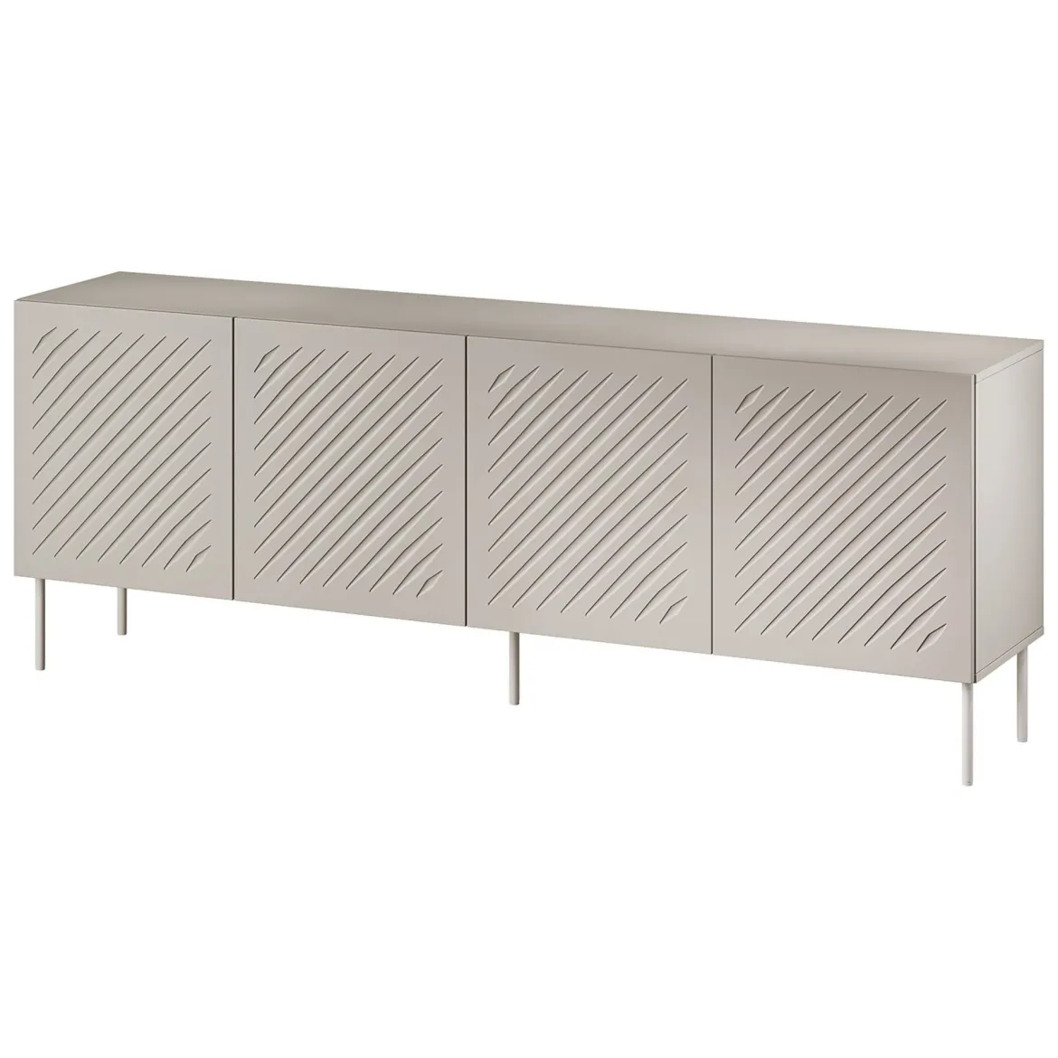 Credenza Beige 2 Ripiani 6 Vani 200.5x42x75h cm, 4 Ante - Carema