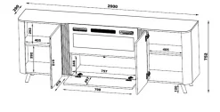 Credenza beige 190x40x68h cm 3 ante - Briano