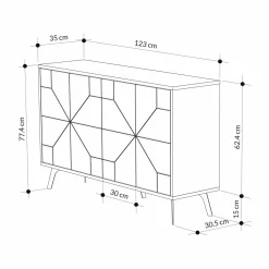 Credenza beige 123x35x62h cm 4 ante - Earl