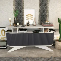 Credenza bianca e antracite 150x43x75h cm 2 ante - Joy
