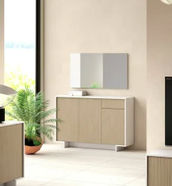 Credenza bianca e beige 134x35x87h cm 3 ante e 1 cassetto - Arius