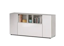 Credenza bianca e cemento 150x41x76h cm 3 ante - Crisantemo