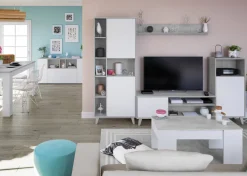 Credenza bianca e cemento 150x41x76h cm 3 ante - Crisantemo