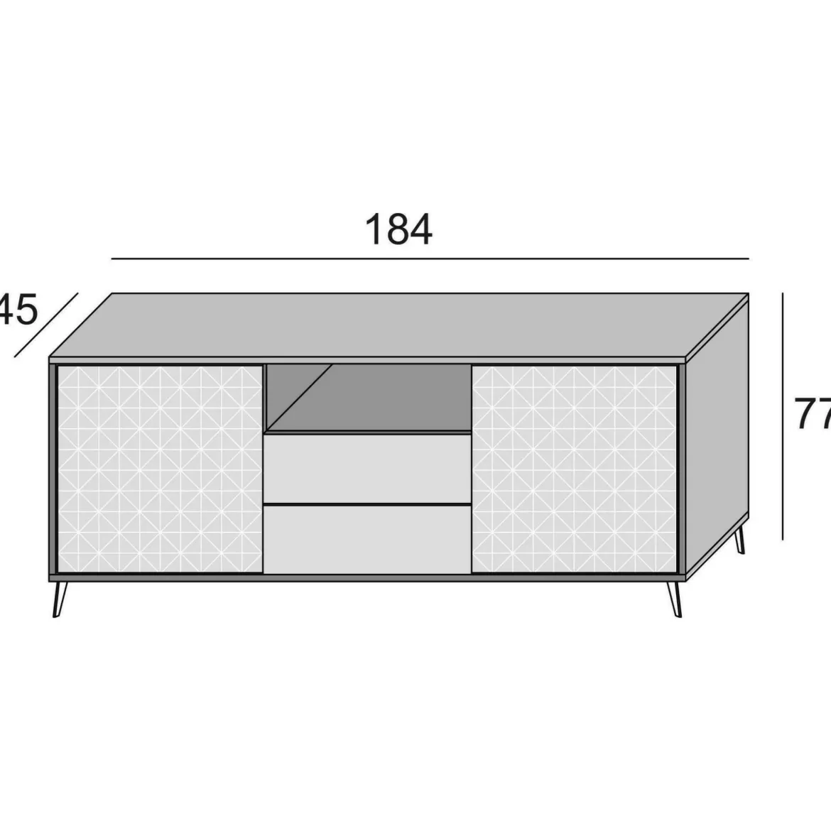 Credenza bianca e cemento 184x45x77h cm 3 ante - Aminda
