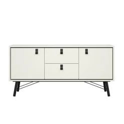 Credenza bianca e nera 150x40x72h cm 2 ante e 2 cassetti - Manyi