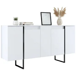Credenza bianca e nera 160x35x80h cm 4 ante - Arta