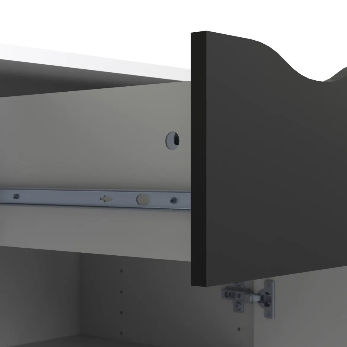 Credenza bianca e nera 98x39x81h cm 2 ante e 1 cassetto - Audit