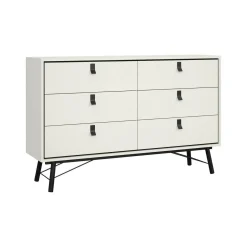 Credenza bianca e nera 150x40x94h cm 6 cassetti - Anturio