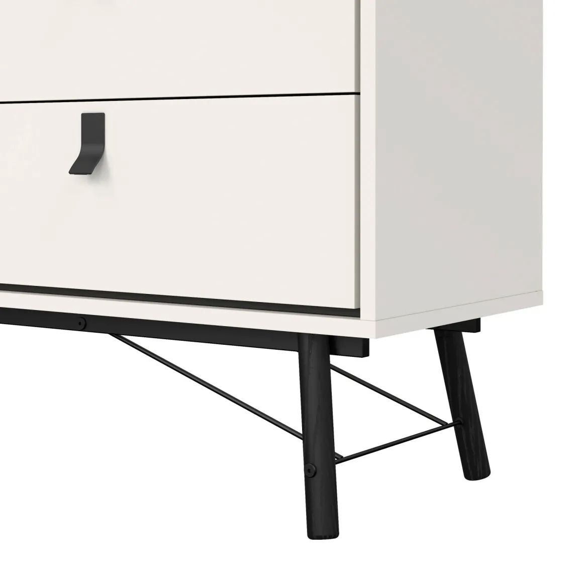 Credenza bianca e nera 150x40x94h cm 6 cassetti - Anturio