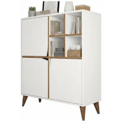 Credenza bianca e noce 100x30x115h cm 3 ante - Londra