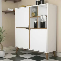 Credenza bianca e noce 100x30x115h cm 3 ante - Londra