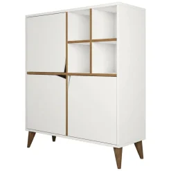 Credenza bianca e noce 100x30x115h cm 3 ante - Londra