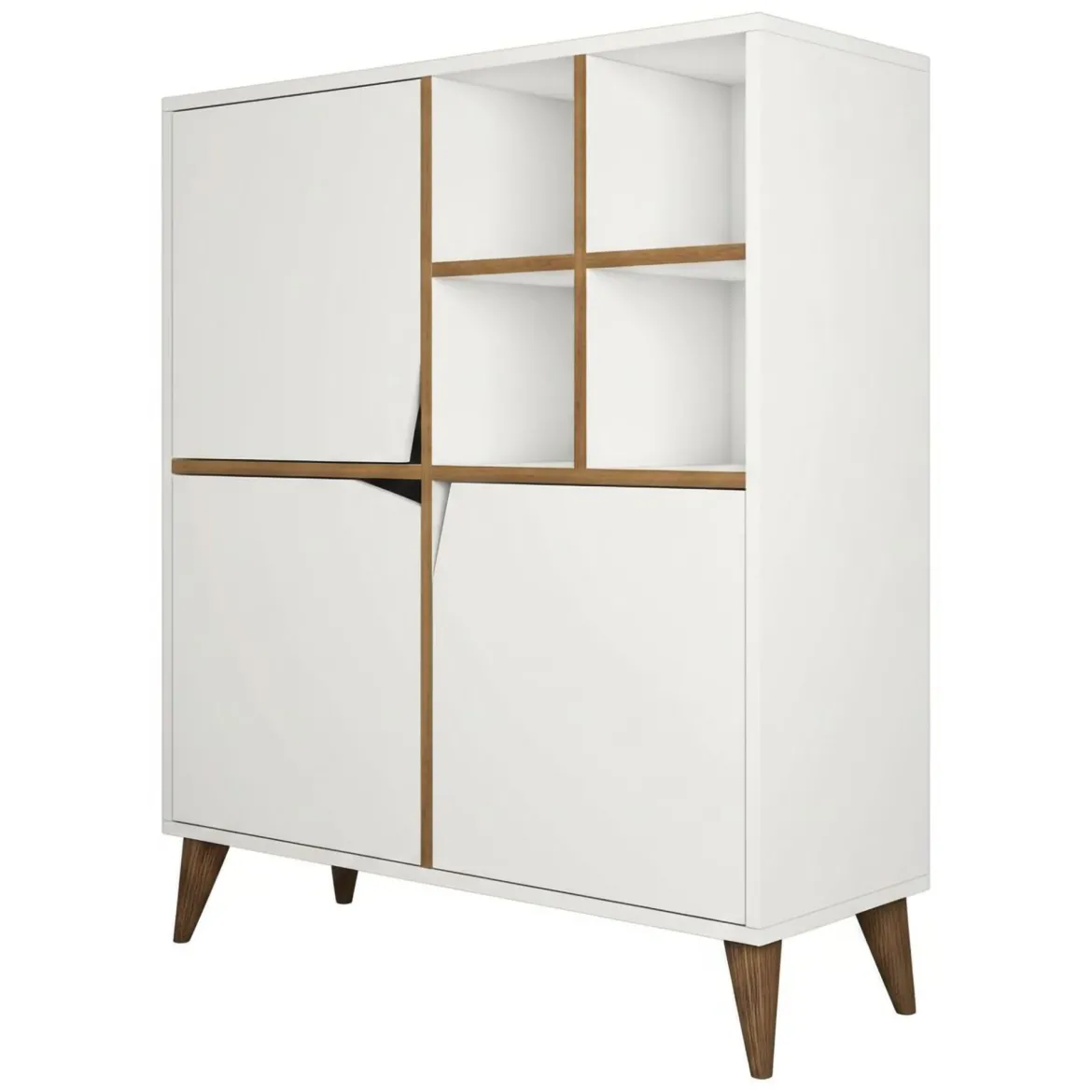 Credenza bianca e noce 100x30x115h cm 3 ante - Londra