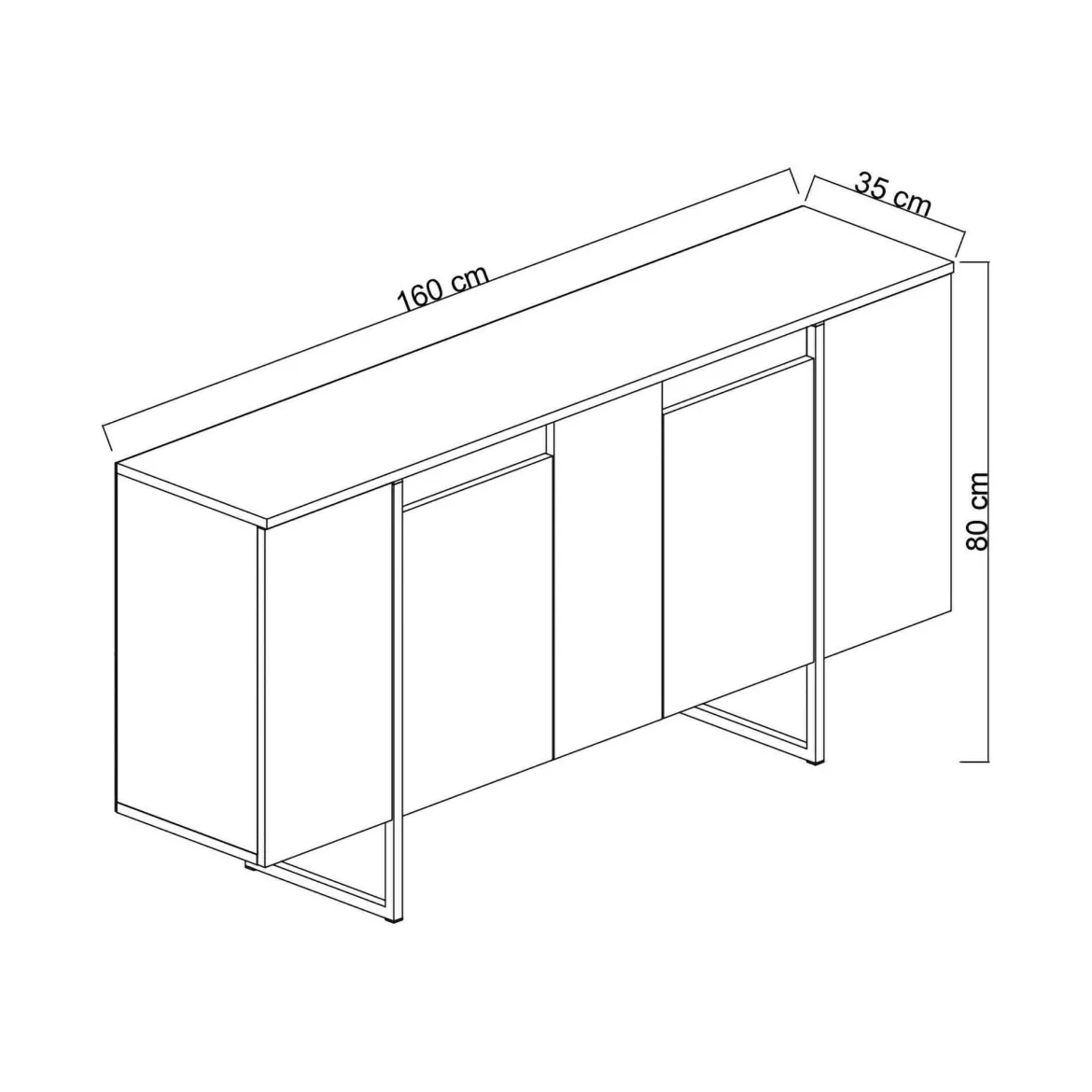 Credenza bianca e oro elegante 160x35x80h cm 4 ante - Arta