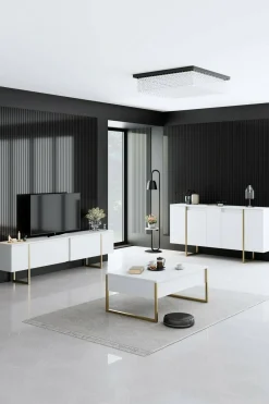 Credenza bianca e oro elegante 160x35x80h cm 4 ante - Arta